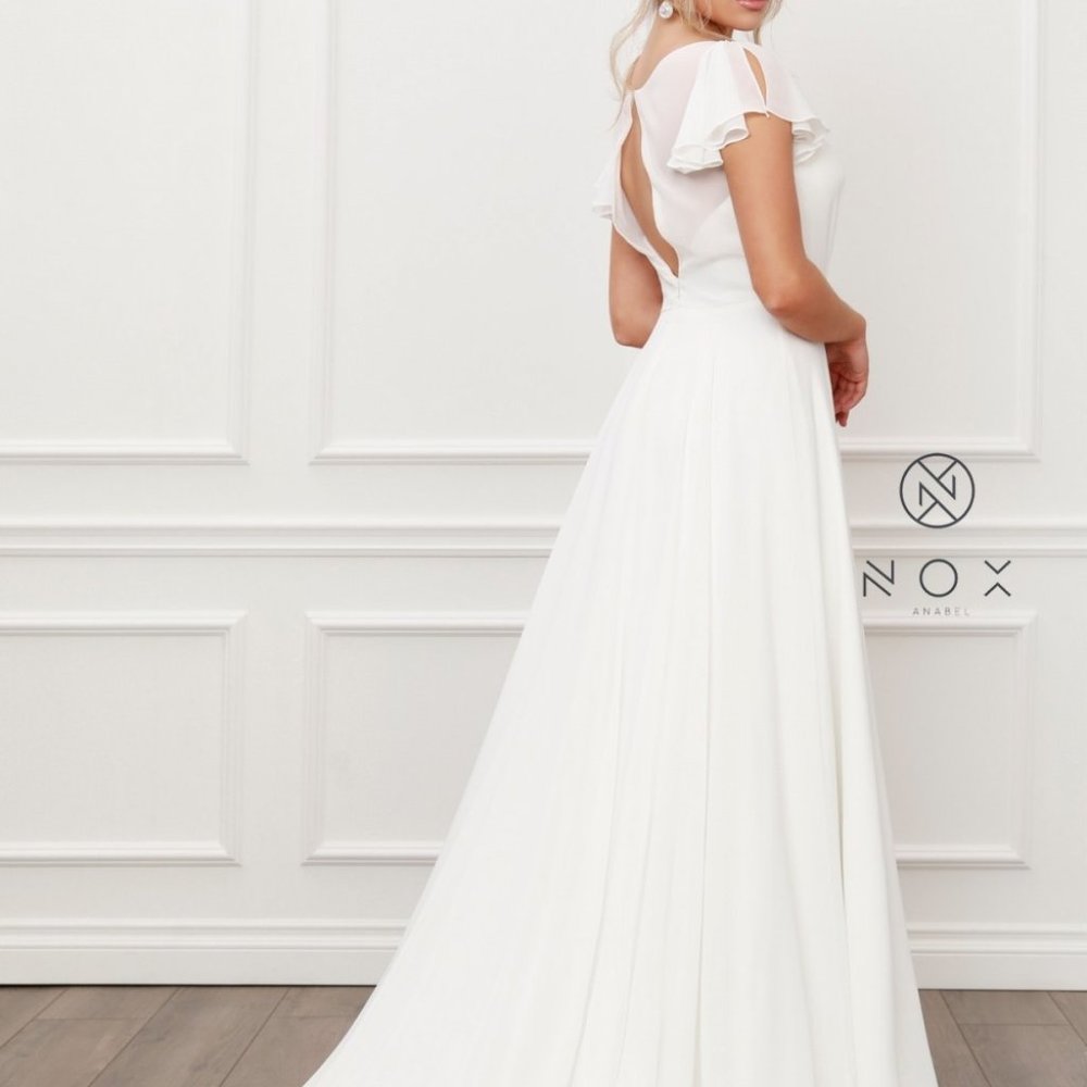 Illusion V-Neck A-Line Shape Wedding Dress NXR471 - Picture 3 of 7